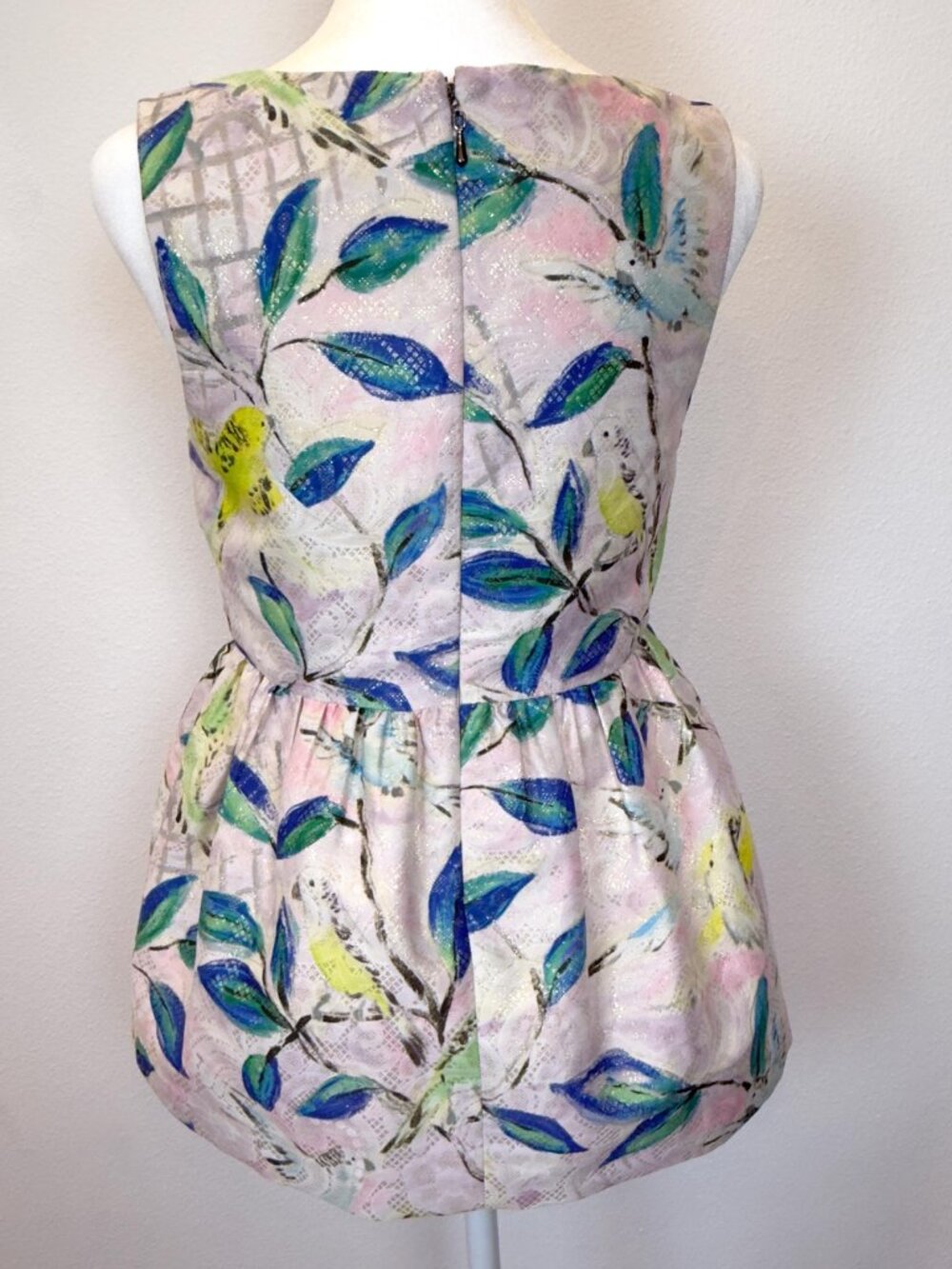 Leifsdottir Anthropologie Brocade Leaf Bird Peplum Top - Women's Size 2 - Picture 3 of 13